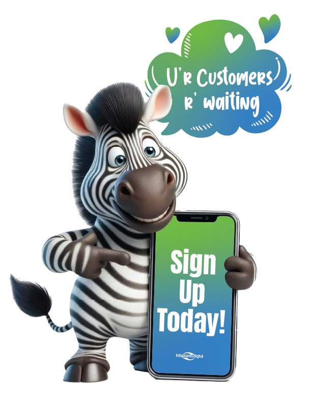 zebra pointing customer sign up call to action